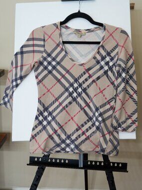 Burberry London Vintage Nova Check 3/4 Sleeve Top